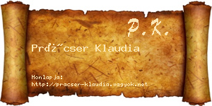 Prácser Klaudia névjegykártya